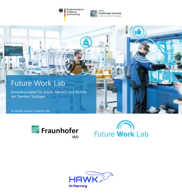 Historical Future Work Lab graphic with laboratory photograph, photo credit, funding and organisation marks.
